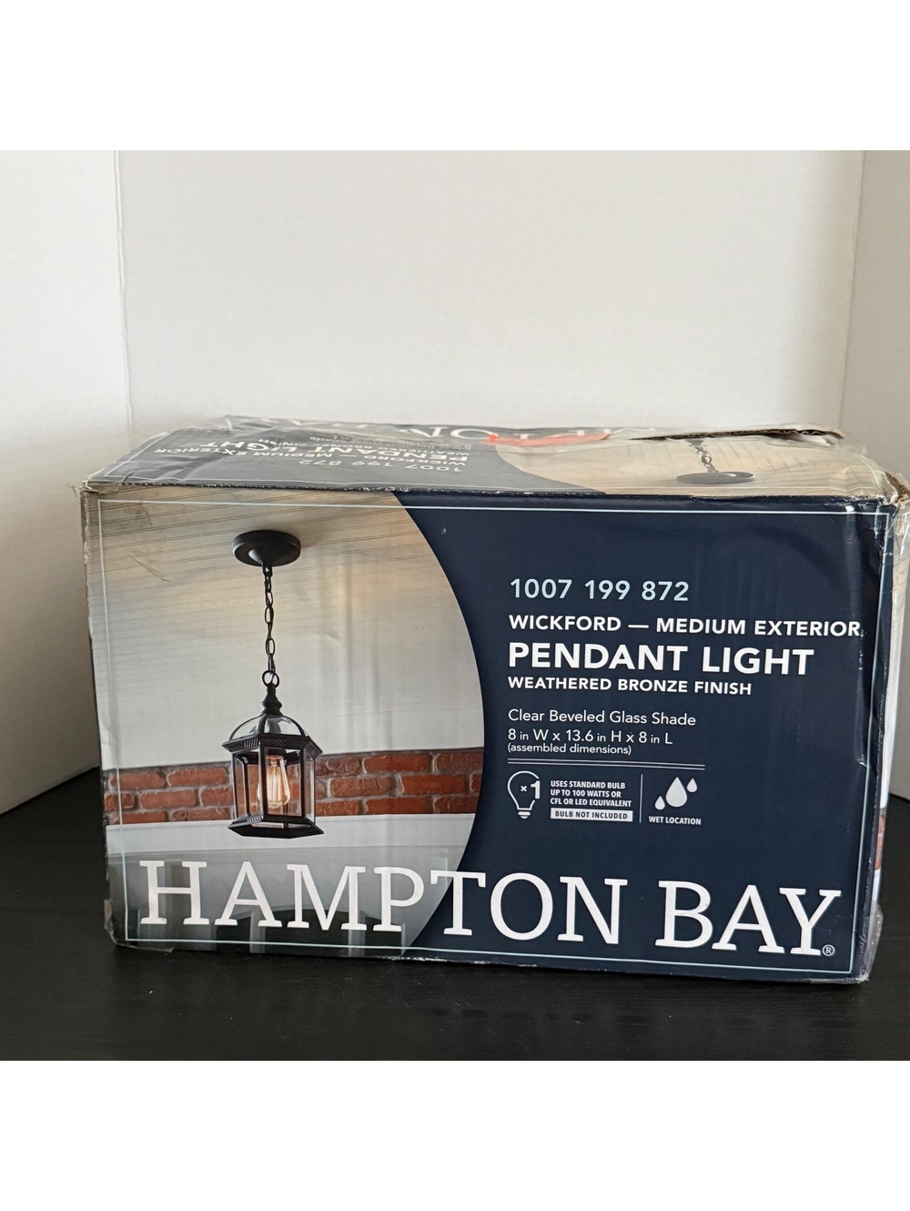 Hampton Bay Wickford Medium Exterior Pendant Light with Weathered Bronze Finish